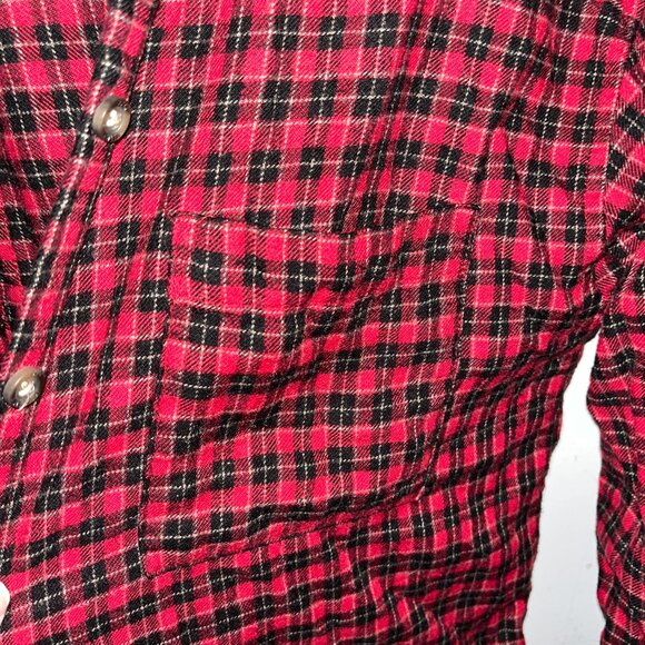 Vintage Hollister Red & Black Plaid Flannel Shirt XS — Cozy Lumberjack Button‑Up - Picture 3 of 4